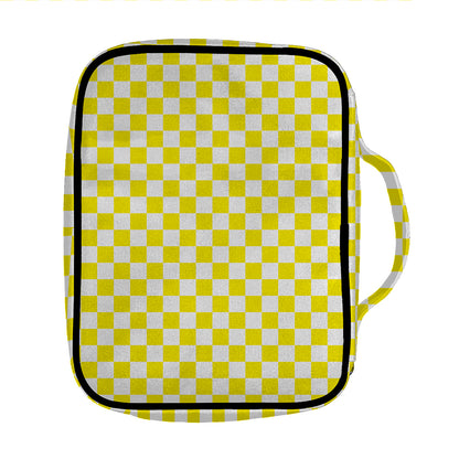 Yellow And White Checkered Pattern Print Front Pocket Bible Bag
