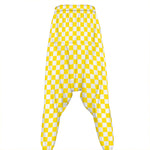 Yellow And White Checkered Pattern Print Hammer Pants