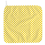 Yellow And White Checkered Pattern Print Hand Towel