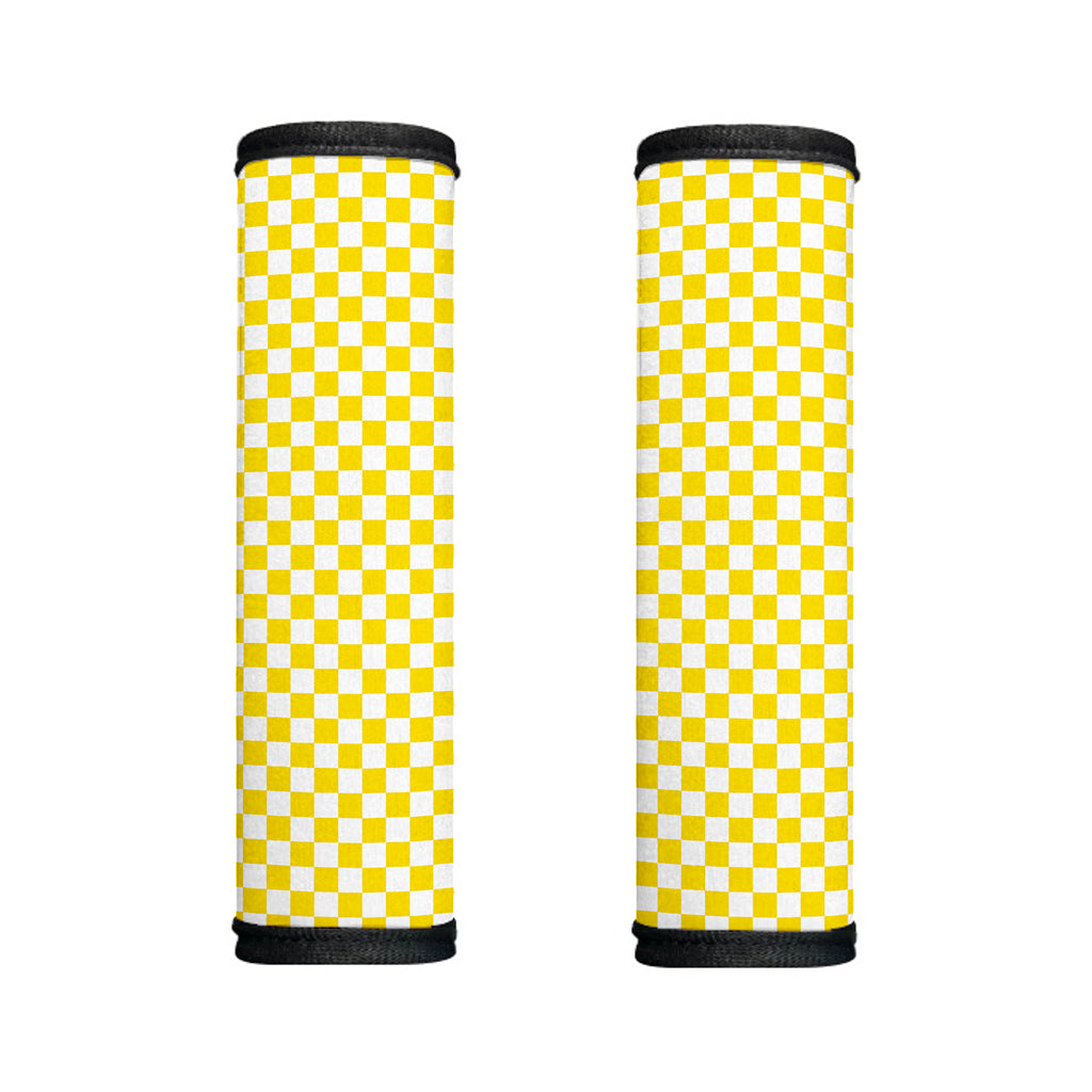 Yellow And White Checkered Pattern Print Handle Covers