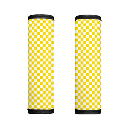 Yellow And White Checkered Pattern Print Handle Covers