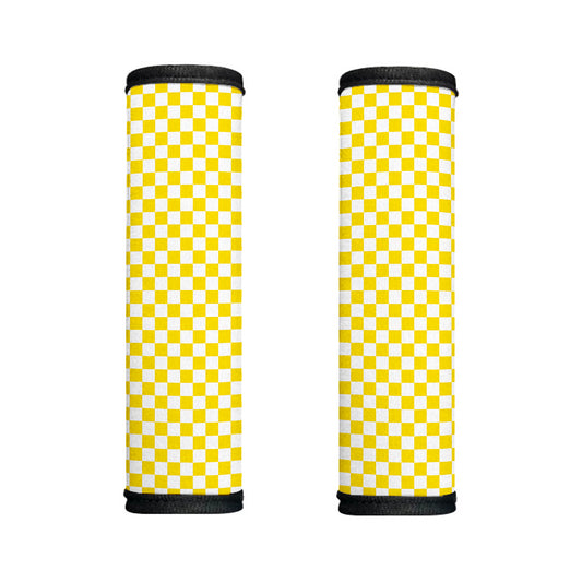 Yellow And White Checkered Pattern Print Handle Covers