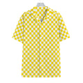 Yellow And White Checkered Pattern Print Hawaiian Shirt