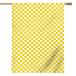 Yellow And White Checkered Pattern Print House Flag