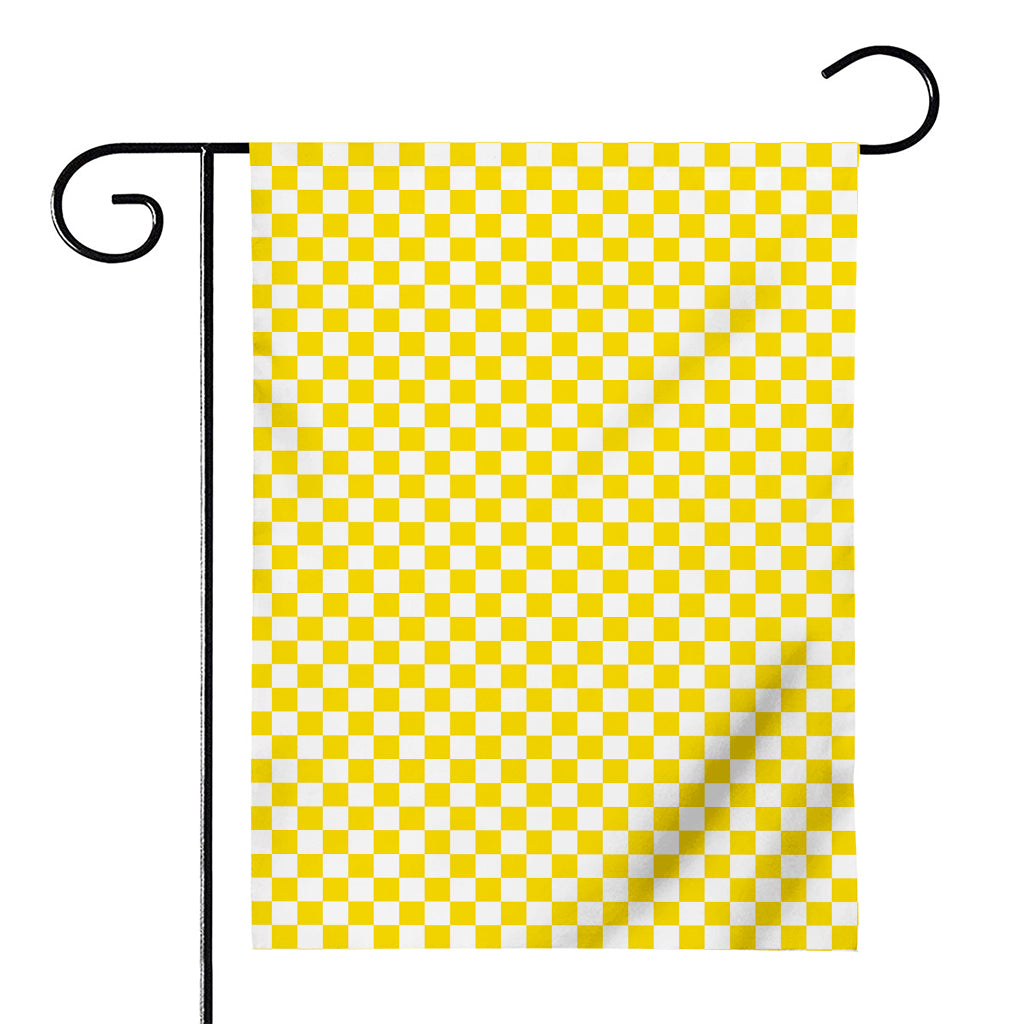 Yellow And White Checkered Pattern Print House Flag
