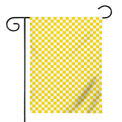 Yellow And White Checkered Pattern Print House Flag