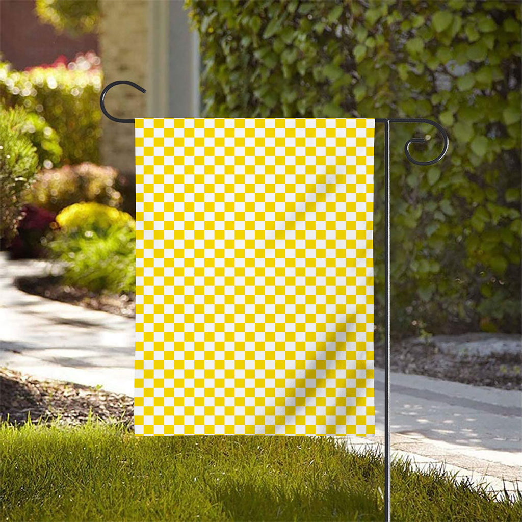 Yellow And White Checkered Pattern Print House Flag