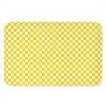 Yellow And White Checkered Pattern Print Indoor Door Mat