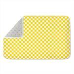 Yellow And White Checkered Pattern Print Indoor Door Mat