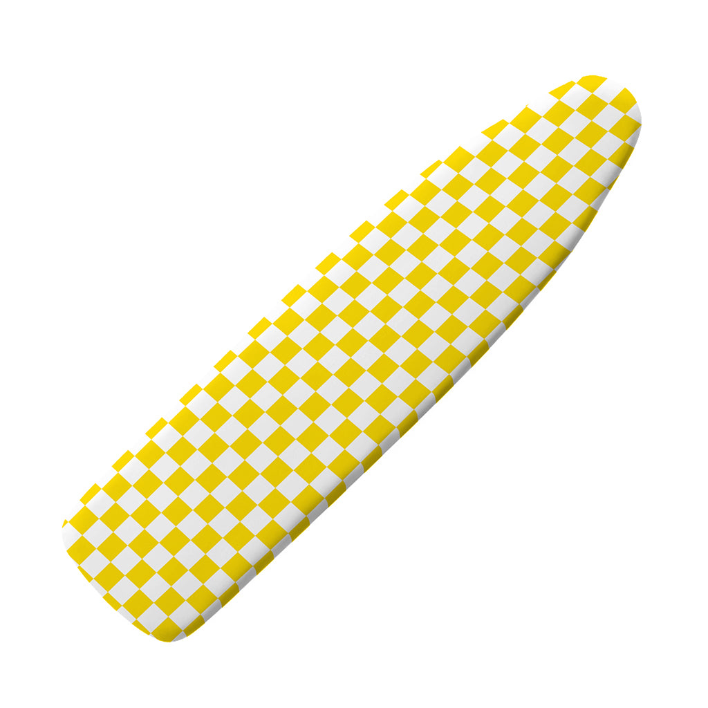 Yellow And White Checkered Pattern Print Ironing Board Cover