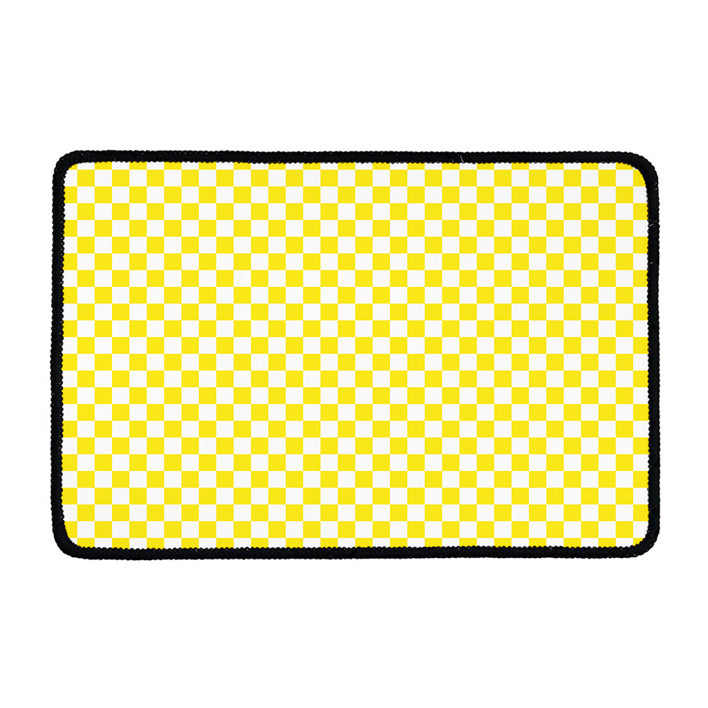 Yellow And White Checkered Pattern Print Kitchen Mat