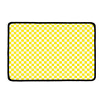 Yellow And White Checkered Pattern Print Kitchen Mat