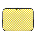 Yellow And White Checkered Pattern Print Laptop Sleeve