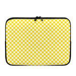 Yellow And White Checkered Pattern Print Laptop Sleeve