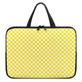 Yellow And White Checkered Pattern Print Laptop Sleeve With Handle