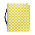 Yellow And White Checkered Pattern Print Leather Bible Cover