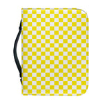 Yellow And White Checkered Pattern Print Leather Bible Cover