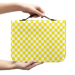 Yellow And White Checkered Pattern Print Leather Bible Cover
