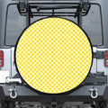 Yellow And White Checkered Pattern Print Leather Spare Tire Cover