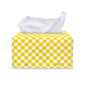 Yellow And White Checkered Pattern Print Leather Tissue Box Cover