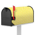Yellow And White Checkered Pattern Print Mailbox Cover