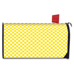Yellow And White Checkered Pattern Print Mailbox Cover