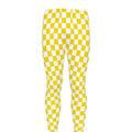 Yellow And White Checkered Pattern Print Men's Leggings