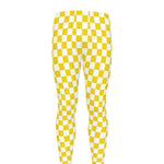 Yellow And White Checkered Pattern Print Men's leggings