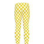 Yellow And White Checkered Pattern Print Men's leggings