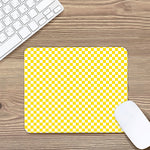 Yellow And White Checkered Pattern Print Mouse Pad