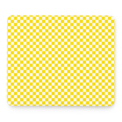 Yellow And White Checkered Pattern Print Mouse Pad