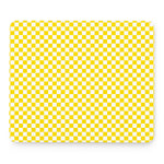 Yellow And White Checkered Pattern Print Mouse Pad