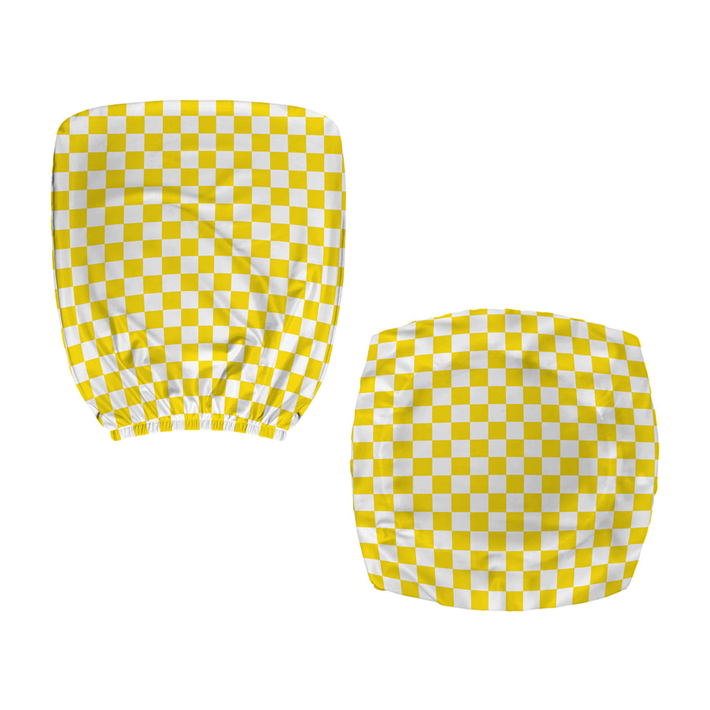 Yellow And White Checkered Pattern Print Office Chair Cover