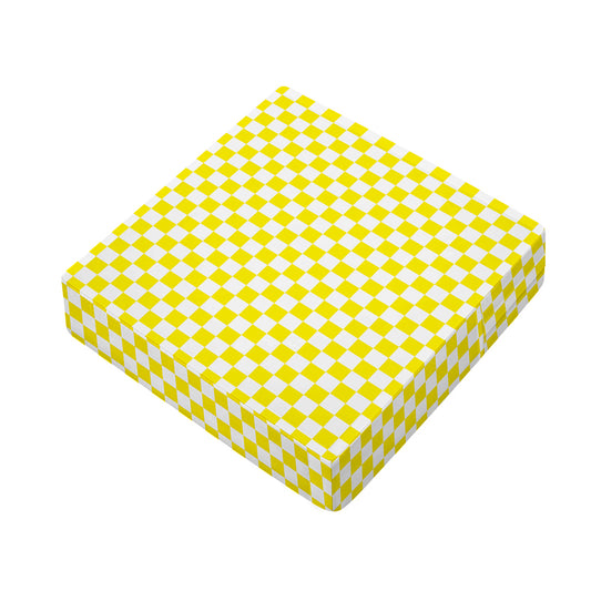 Yellow And White Checkered Pattern Print Outdoor Seat Cushion Cover