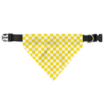 Yellow And White Checkered Pattern Print Over The Collar Dog Bandana