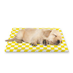 Yellow And White Checkered Pattern Print Pet Cooling Mat Cover