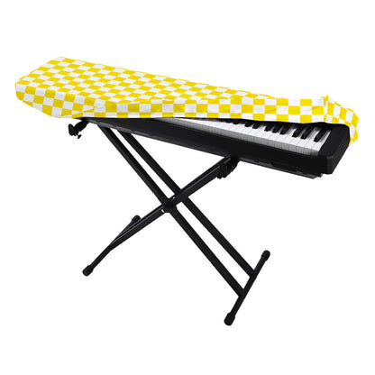 Yellow And White Checkered Pattern Print Piano Keyboard Cover