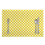 Yellow And White Checkered Pattern Print Placemat