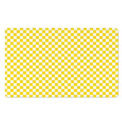 Yellow And White Checkered Pattern Print Polyester Doormat