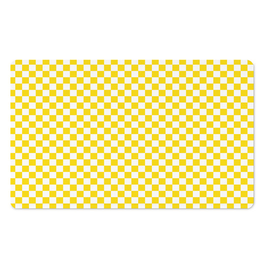 Yellow And White Checkered Pattern Print Polyester Doormat