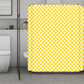 Yellow And White Checkered Pattern Print Polyester Shower Curtain