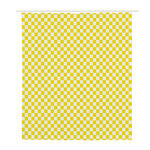 Yellow And White Checkered Pattern Print Polyester Shower Curtain