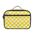 Yellow And White Checkered Pattern Print Portable Lunch Bag