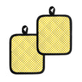 Yellow And White Checkered Pattern Print Pot Holders