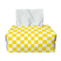 Yellow And White Checkered Pattern Print Rectangle Tissue Box Cover