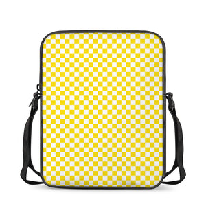 Yellow And White Checkered Pattern Print Rectangular Crossbody Bag