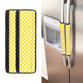 Yellow And White Checkered Pattern Print Refrigerator Handle Covers