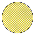 Yellow And White Checkered Pattern Print Round Floor Mat