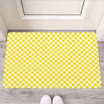 Yellow And White Checkered Pattern Print Rubber Doormat