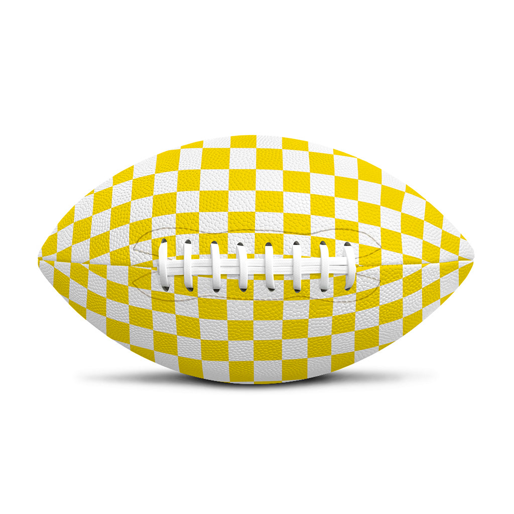 Yellow And White Checkered Pattern Print Rugby Ball